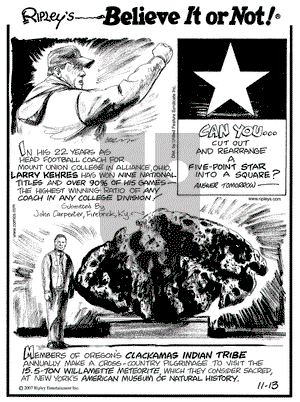 Ripley's Believe It or Not on Tuesday November 13, 2007 Comic Strip