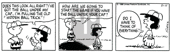 Peanuts on Wednesday May 11, 1988 Comic Strip
