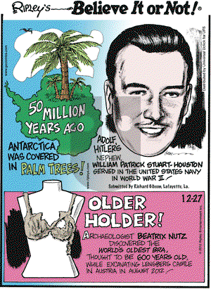 Ripley's Believe It or Not on Thursday December 27, 2012 Comic Strip