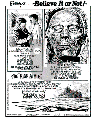 Ripley's Believe It or Not on Thursday October 21, 2004 Comic Strip