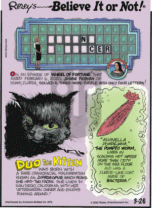 Ripley's Believe It or Not on Thursday March 26, 2020 Comic Strip