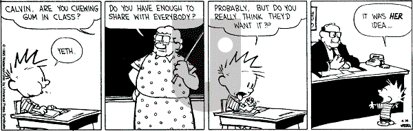 Calvin and Hobbes - Friday April 14, 1995 Comic Strip