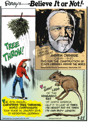 Ripley's Believe It or Not on Saturday March 22, 2014 Comic Strip