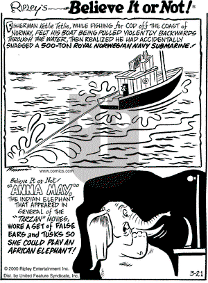 Ripley's Believe It or Not - Tuesday March 21, 2000 Comic Strip