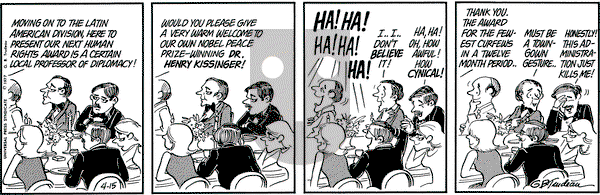 Doonesbury on Friday April 15, 1977 Comic Strip