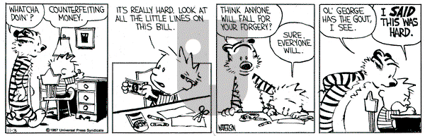 Calvin and Hobbes on Tuesday November 3, 1987 Comic Strip