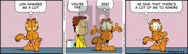 Garfield on Thursday November 3, 2016 Comic Strip