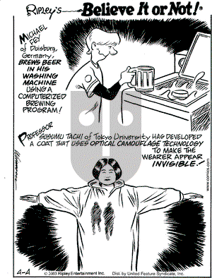 Ripley's Believe It or Not on Friday April 4, 2003 Comic Strip