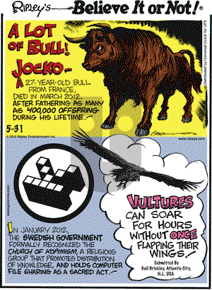 Ripley's Believe It or Not on Thursday May 31, 2012 Comic Strip