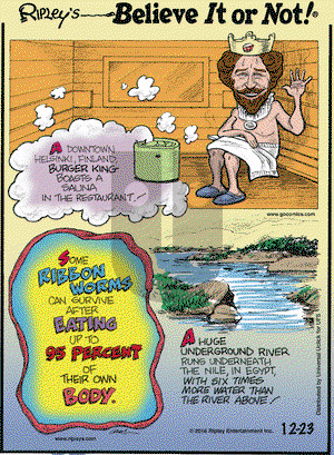 Ripley's Believe It or Not on Friday December 23, 2016 Comic Strip