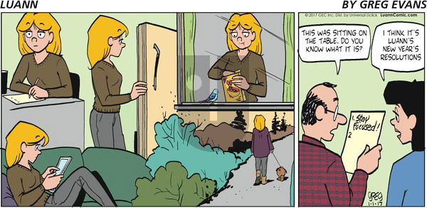 Luann on Sunday January 1, 2017 Comic Strip