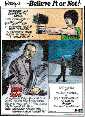 Ripley's Believe It or Not on Tuesday October 8, 2013 Comic Strip