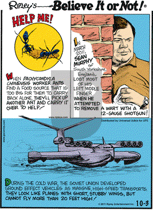 Ripley's Believe It or Not on Monday October 3, 2011 Comic Strip