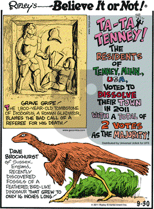 Ripley's Believe It or Not on Friday September 30, 2011 Comic Strip