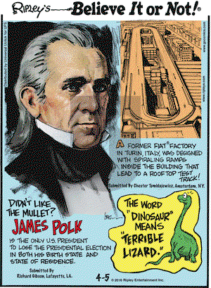 Ripley's Believe It or Not on Tuesday April 5, 2016 Comic Strip