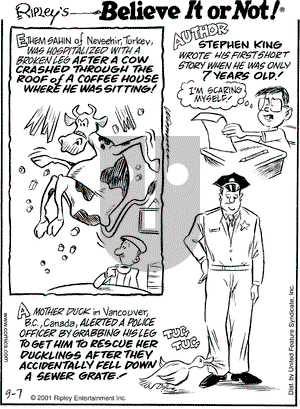 Ripley's Believe It or Not on Friday September 7, 2001 Comic Strip