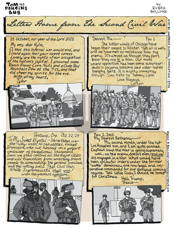 Tom the Dancing Bug on Friday November 7, 2025 Comic Strip