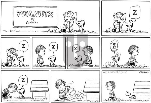 Peanuts on Sunday January 7, 1962 Comic Strip