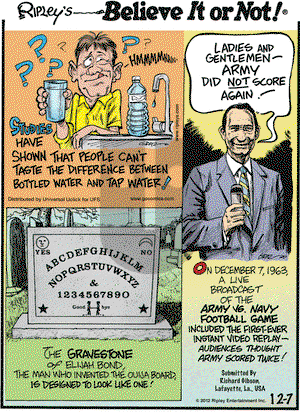 Ripley's Believe It or Not on Friday December 7, 2012 Comic Strip