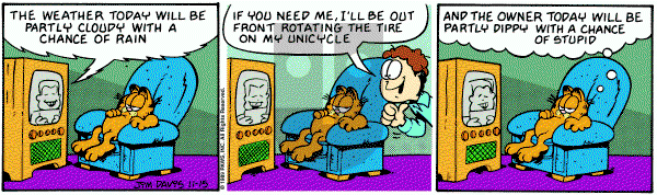 Garfield on Wednesday November 15, 1989 Comic Strip