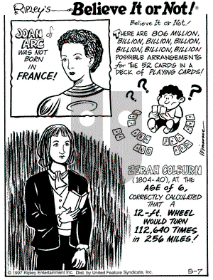 Ripley's Believe It or Not on Wednesday May 7, 1997 Comic Strip