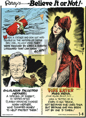 Ripley's Believe It or Not on Friday January 4, 2013 Comic Strip