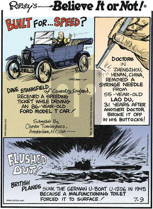 Ripley's Believe It or Not on Thursday July 9, 2009 Comic Strip