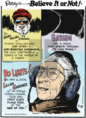 Ripley's Believe It or Not on Saturday July 18, 2009 Comic Strip
