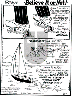 Ripley's Believe It or Not on Friday December 4, 1998 Comic Strip