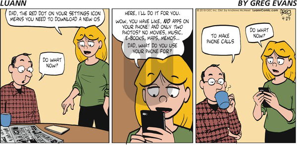 Luann on Sunday April 29, 2018 Comic Strip
