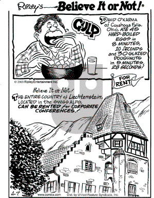 Ripley's Believe It or Not on Monday April 7, 2003 Comic Strip