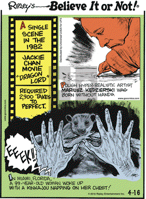 Ripley's Believe It or Not on Saturday April 16, 2016 Comic Strip