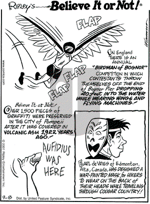 Ripley's Believe It or Not on Saturday September 8, 2001 Comic Strip