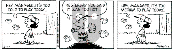 Peanuts on Friday August 17, 1990 Comic Strip