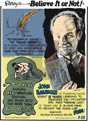 Ripley's Believe It or Not on Tuesday March 29, 2011 Comic Strip