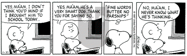 Peanuts on Monday January 27, 1997 Comic Strip