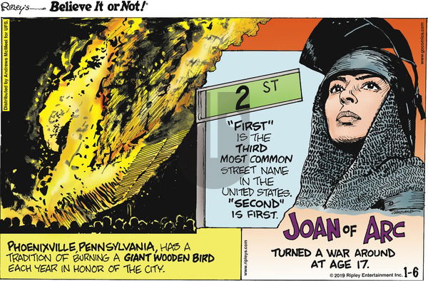 Ripley's Believe It or Not on Sunday January 6, 2019 Comic Strip