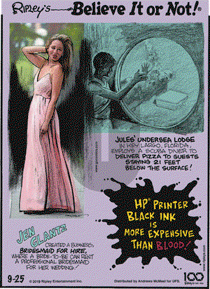 Ripley's Believe It or Not on Wednesday September 25, 2019 Comic Strip