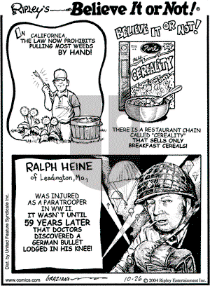 Ripley's Believe It or Not on Tuesday October 26, 2004 Comic Strip