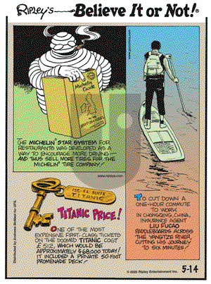 Ripley's Believe It or Not on Thursday May 14, 2020 Comic Strip