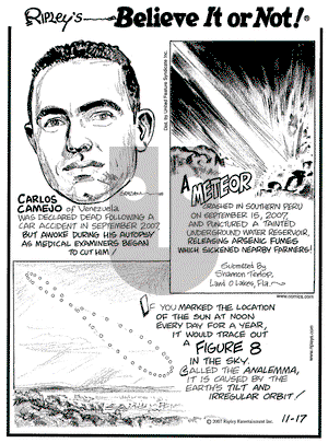 Ripley's Believe It or Not on Saturday November 17, 2007 Comic Strip