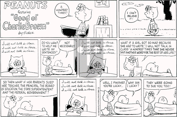 Peanuts - Sunday March 9, 1986 Comic Strip