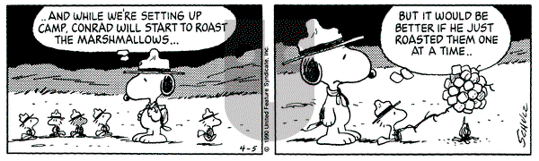Peanuts on Thursday April 5, 1990 Comic Strip