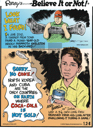 Ripley's Believe It or Not on Saturday December 8, 2012 Comic Strip