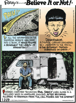 Ripley's Believe It or Not on Saturday December 29, 2012 Comic Strip