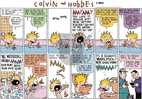 Calvin and Hobbes on Sunday April 20, 2025 Comic Strip