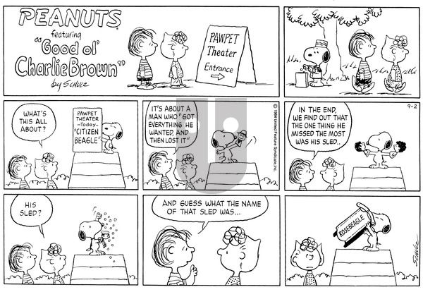 Peanuts on Sunday September 2, 1984 Comic Strip