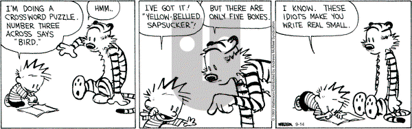 Calvin and Hobbes - Thursday September 14, 2023 Comic Strip