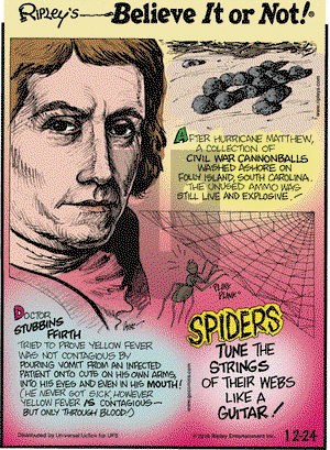 Ripley's Believe It or Not on Saturday December 24, 2016 Comic Strip