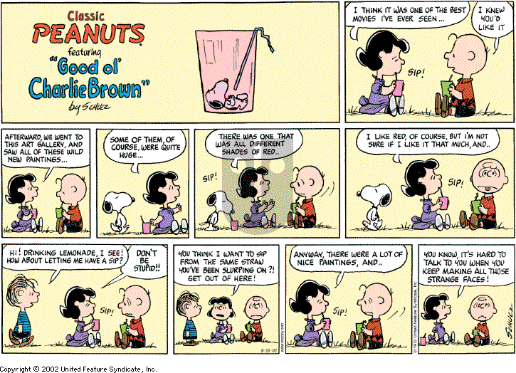 Peanuts on Sunday August 25, 2002 Comic Strip